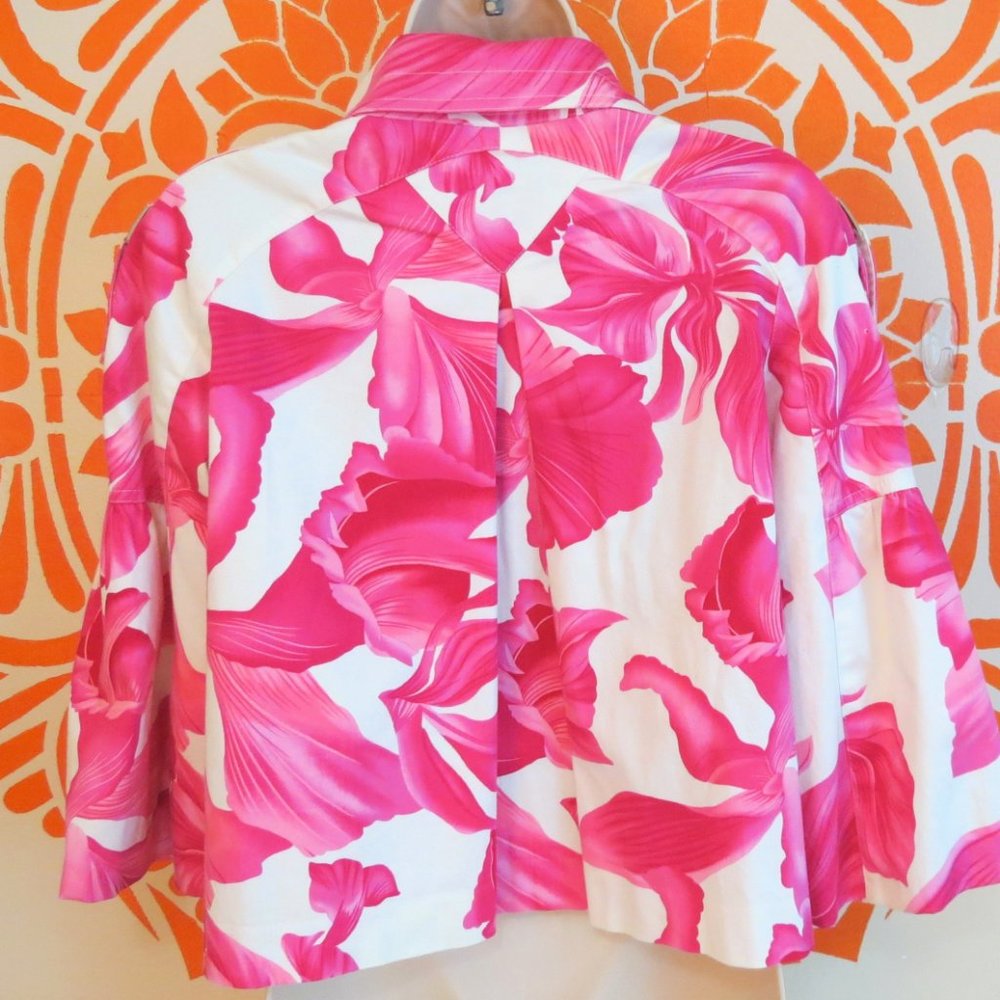 Cache Pink Tropical Flower Light Weight Jacket S - Picture 3 of 4